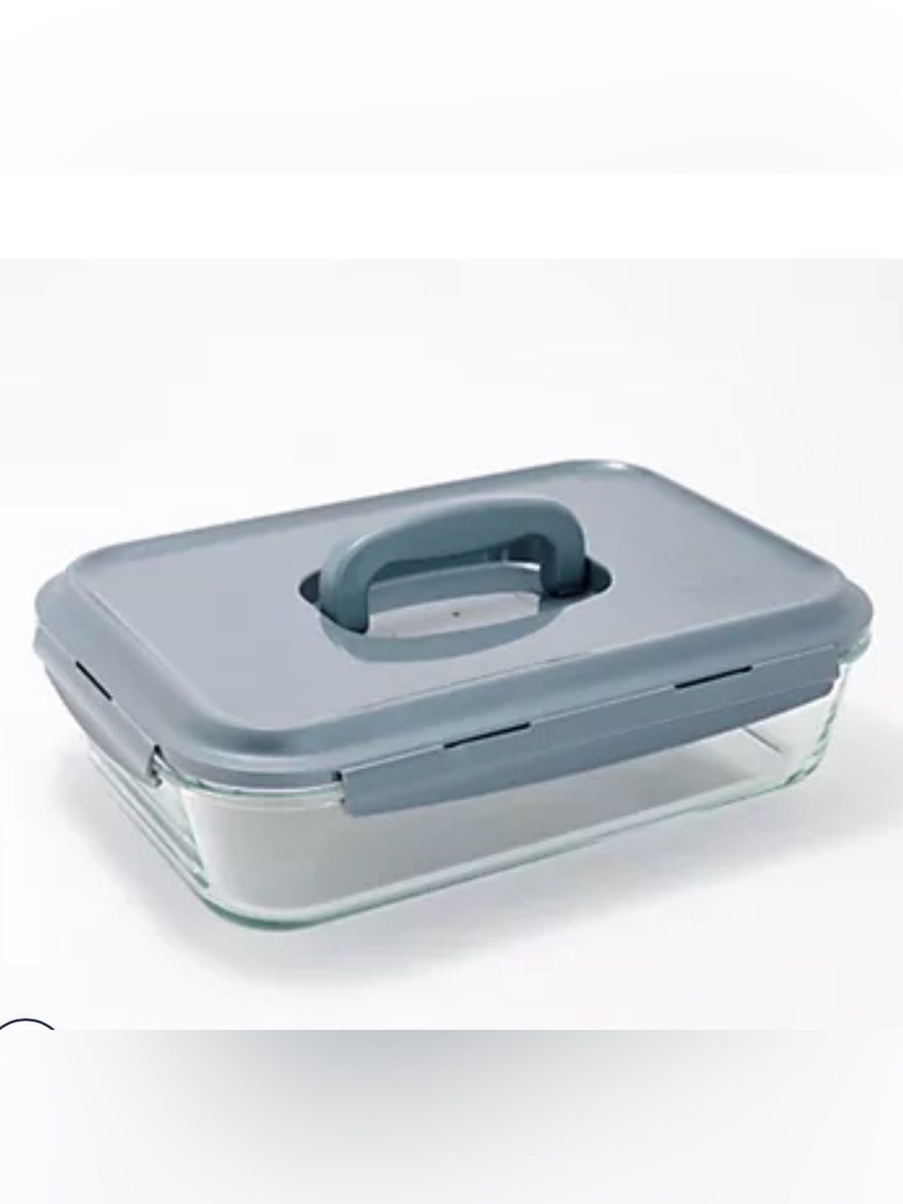 LocknLock 9x13 Glass Dish w/ Domed Handle Lid - Steel Gray